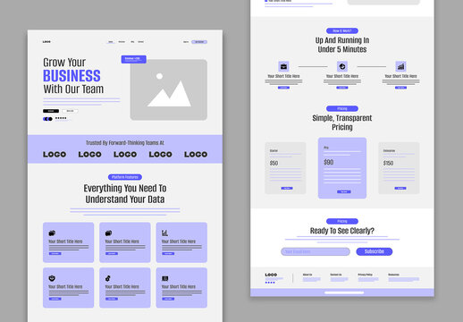 Modern SaaS Landing Page Wireframe Template