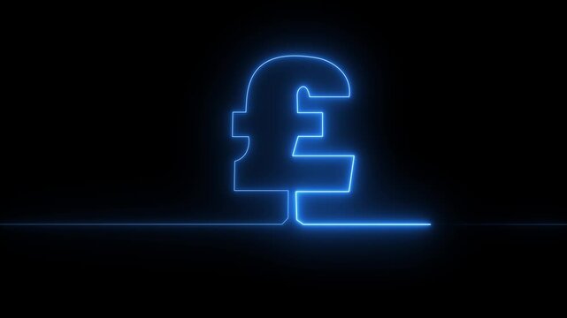 Glowing neon pound sign Icon animation. financial symbol, digital currency, wealth icon. motion graphic of Global Finance and Data Technology Concept. 4k video