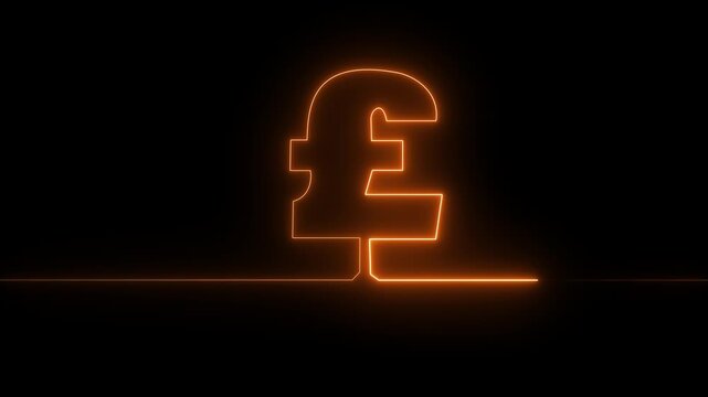 Glowing neon pound sign Icon animation. financial symbol, digital currency, wealth icon. motion graphic of Global Finance and Data Technology Concept. 4k video