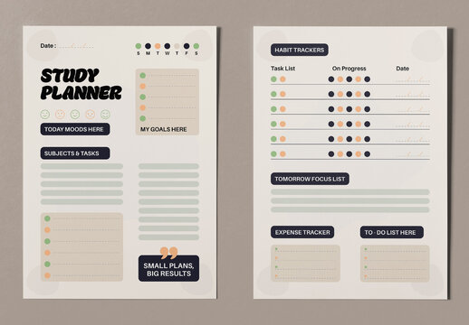 Study Planner Template Layout