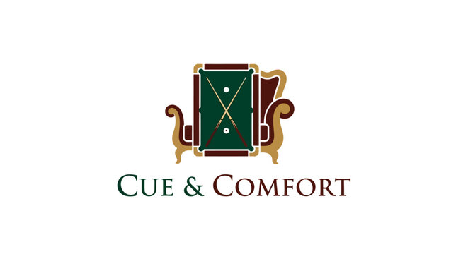 Billiard Pool Table and Armchair Logo Design for Lounge or Club