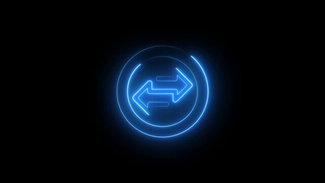 Neon glowing transfer arrow icon animation. motion graphic of transfer arrow concept. 4k motion video