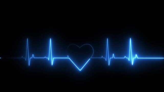 Cardiogram cardiograph oscilloscope screen blue. motion graphic of heart beat concept.4k motion video