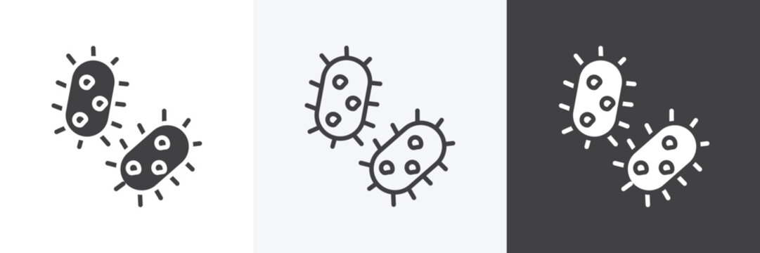 Bacteria icons in Thin line black color. flat simple vector symbols illustration.