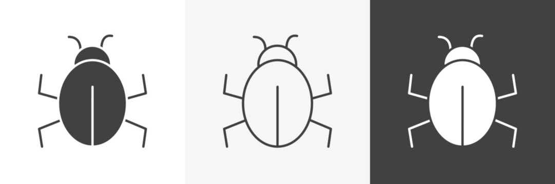 Bugs icons in Thin line black color. flat simple vector symbols illustration.