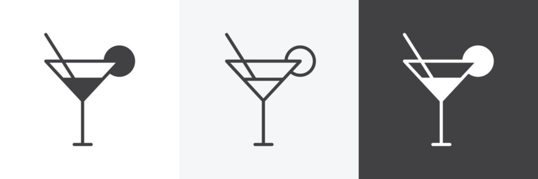 Citrus Glass icons in Thin line black color. flat simple vector symbols illustration.
