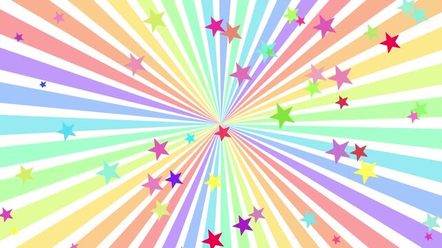 Colorful Sunburst With Floating Stars 4K
