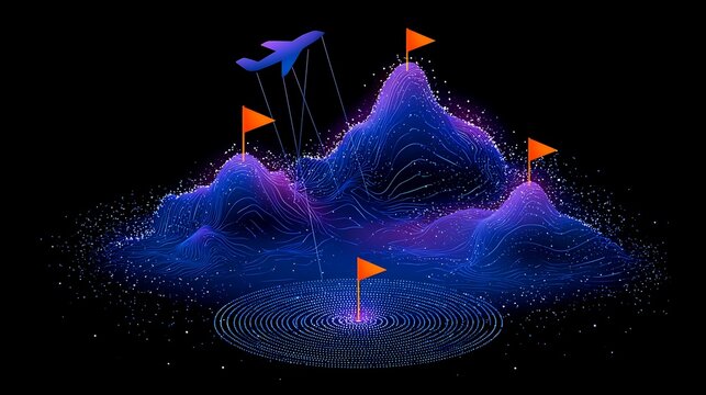 Tactical drone mission interface displaying a 3D topographic mesh with contour lines
