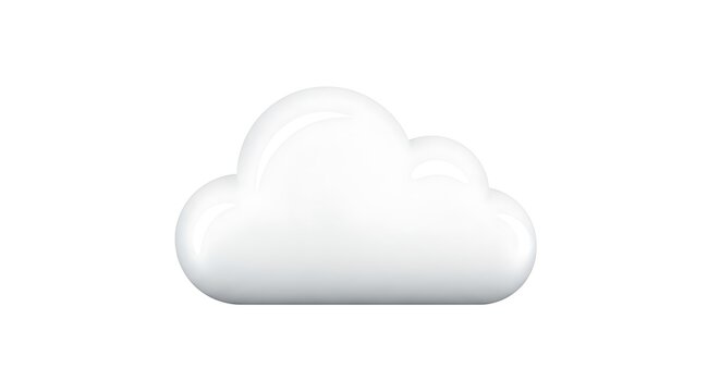 White cloud icon with shiny surface and soft edges on plain background illustration