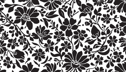 Black and white ditzy floral seamless pattern liberty vector background © mazaharulislam