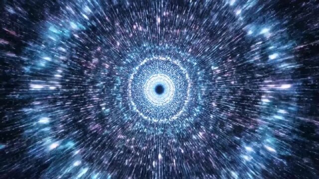 Abstract blue hyperspace light speed tunnel background.