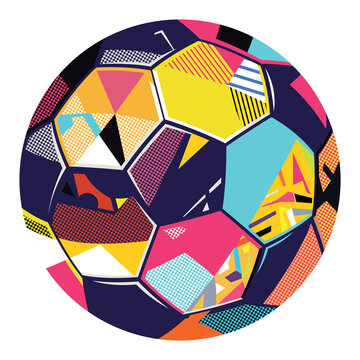 Abstract colorful geometric soccer ball isolated