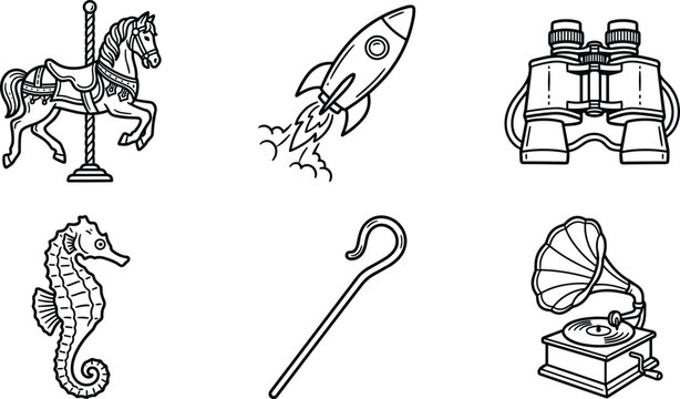 Minimalist black line art miscellaneous objects vector illustration setMinimalist black line art miscellaneous objects vector illustration set