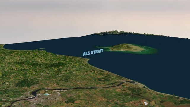 ALS Strait 3D Terrain Map and Maritime Geography Animation 4K Horizontal