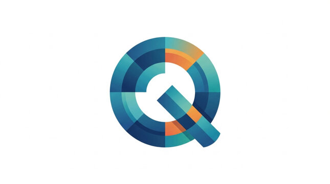 Abstract geometric letter Q logo design with colorful segments.