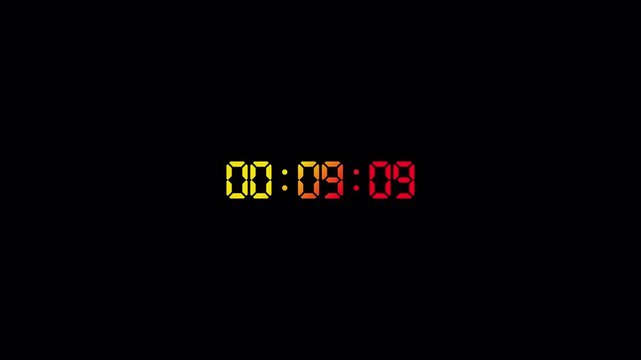 10 minutes countdown timer animation in 1 minute on transparent background, ten minutes countdown video with alpha channel , 10 min countdown 4k video
