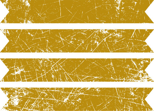 Distressed Gold Ribbon Labels with Notched Ends Set