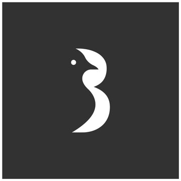 Minimalist Letter B Logo Design Featuring a Stylized Bird Silhouette