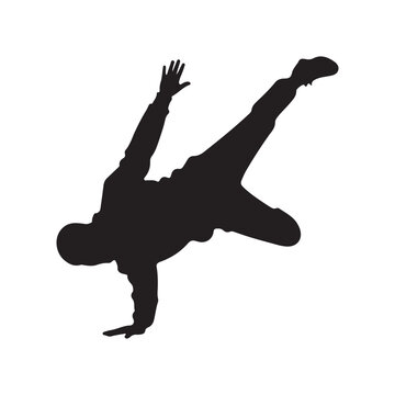 Black Silhouettes Breakdancer on a white background