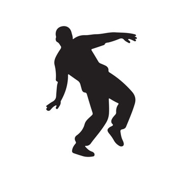 Black Silhouettes Breakdancer on a white background
