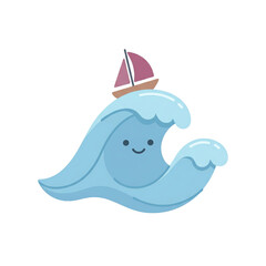 Naklejka premium Cute cartoon waves design for Columbus Day