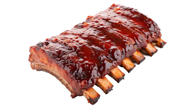 Delicious grilled pork ribs with barbecue sauce isolated on a transparent background gourmet meat food