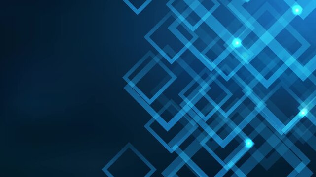 Blue Geometric Squares Abstract Motion 4K