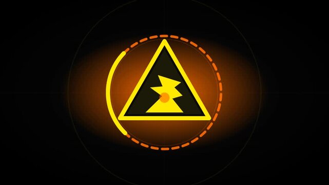 Falling Rocks Neon Hazard Warning Sign Animation