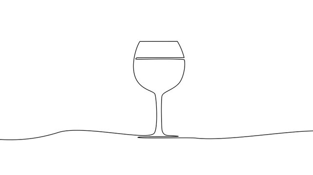 Minimalist Wine Glass Line Drawing Video Animation