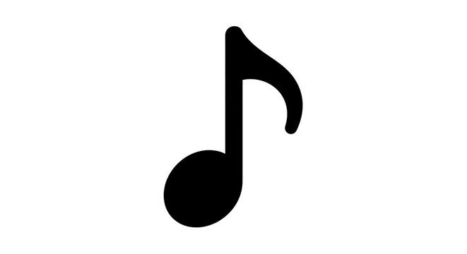 A single black eighth note on a plain white background in a simple design style