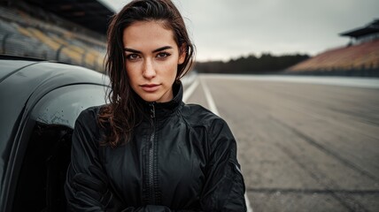 Fototapeta premium confident street racer at the racetrack