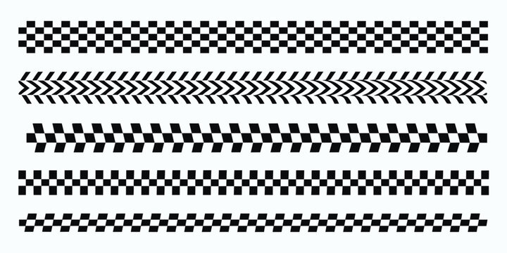 Assorted checkered and geometric patterns on a white background