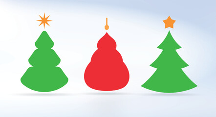 Obraz premium Vector set of Christmas tree and ornament tag shapes with hanging elements and decorative stars.