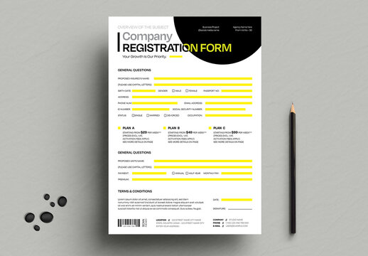 Company Registration Form Template