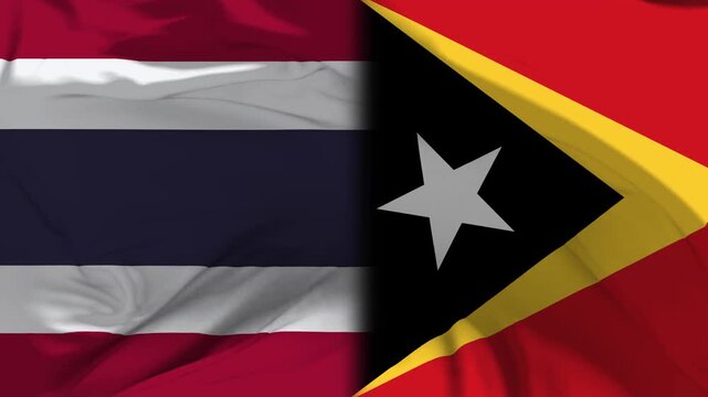 Thailand And Timor Leste Flag Waving in Slow Motion Loop Animation