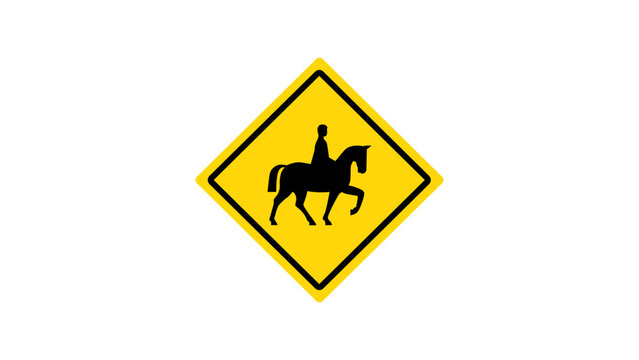Horse Crossing Traffic Sign Vector