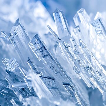 Close-up of crystalline ice formation.