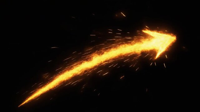 Glowing Flaming Arrow Arc Slash Animation on Black Background