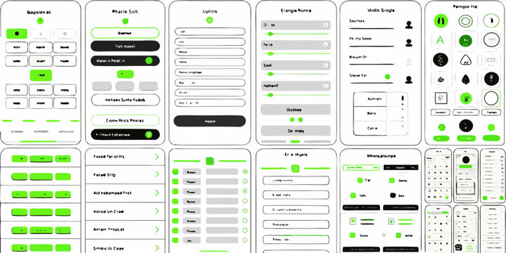 Collection Of Flat User Interface Icons In Green And White