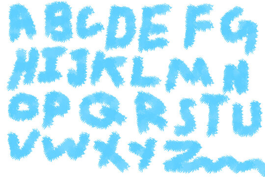 Blue Watercolor Alphabet Font Set with Hand Painted Letters and Creative Brush Typography Collection