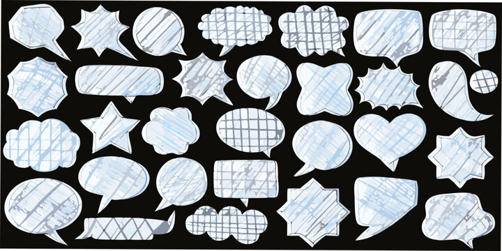 Variety Of Speech Bubbles Vector Illustration With Hatching Pattern
