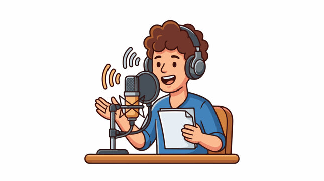 A cartoon man in headphones speaks into a microphone (1)