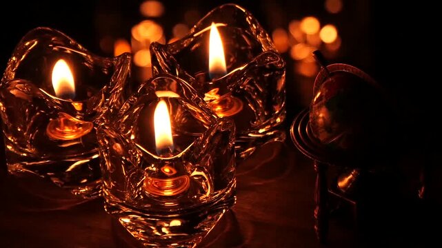 Antique Globe and Candlelight &ndash; Wide Shot (Left)