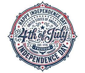 Fototapeta premium Independence day vector illustration happy 4th of july patriotic design