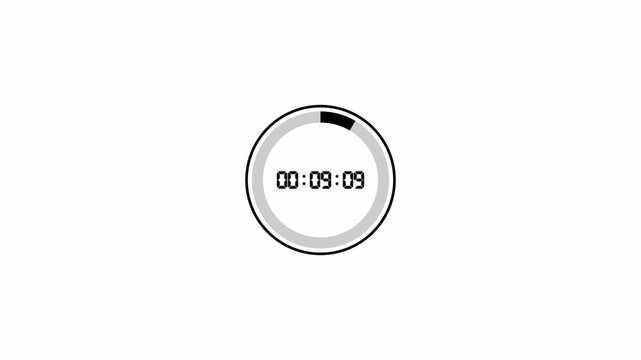 10 minutes countdown timer animation in 1 minute on transparent background, ten minutes countdown video with alpha channel , 10 min countdown 4k video
