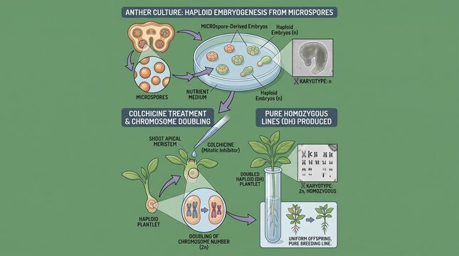 Anther Culture Haploid Embryogenesis From Microspores Detailed Vector Illustration plant biology botany