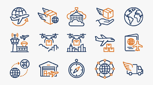 Collection of colorful vector icons representing various activities and objects.