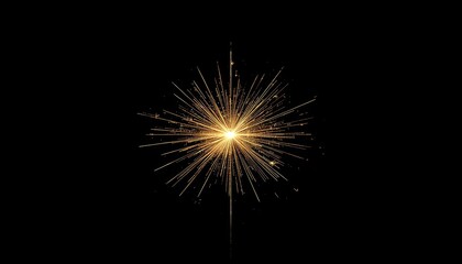 Fototapeta premium Vibrant golden sparkler shining brightly on a dark background with radiant streaks