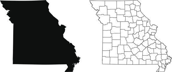 Map of missouri with counties highlighted © Rehena