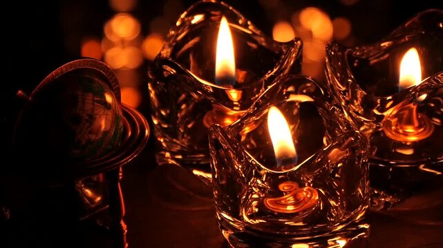 Antique Globe and Candlelight &ndash; Medium Shot (Right)